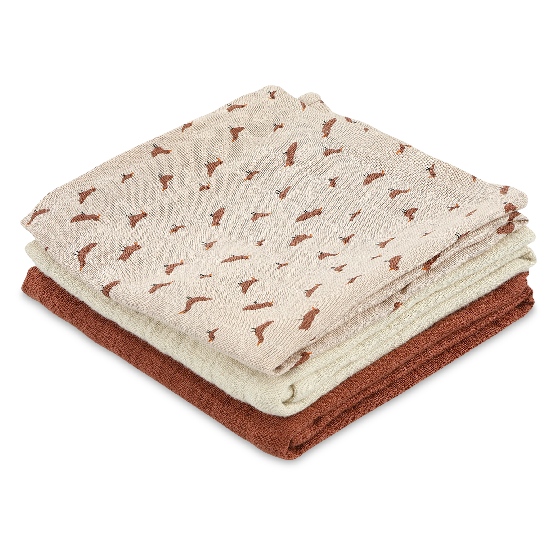 Muslin cloths 3-pack mix | 55x55cm - Babbling Birds